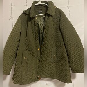 Jones New York Women's Olive Quilted Utility Jacket